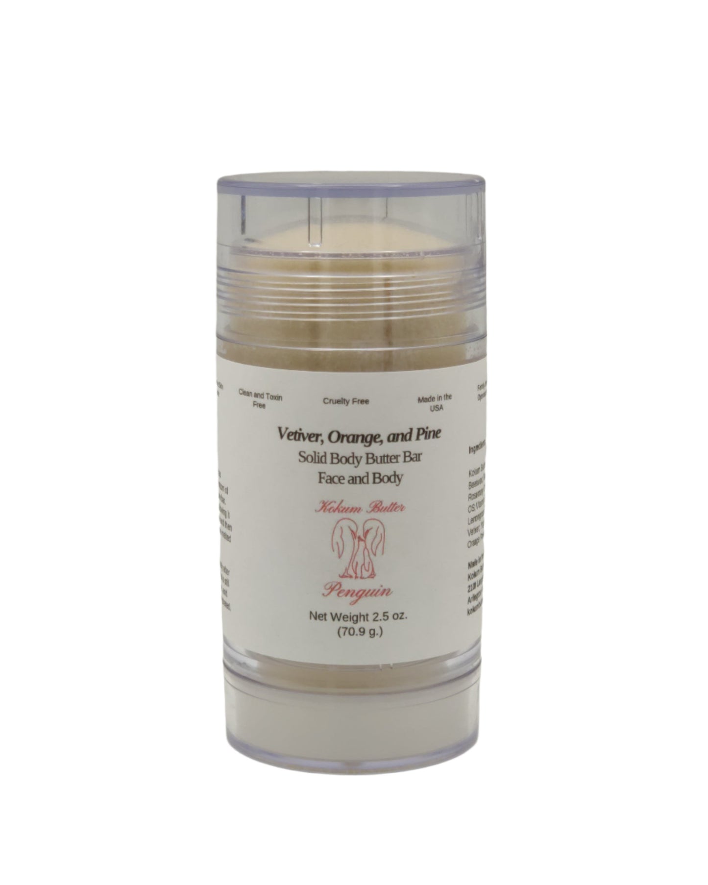 Vetiver, Orange and Pine (Lotion Bar) Clear Twist Up Tube
