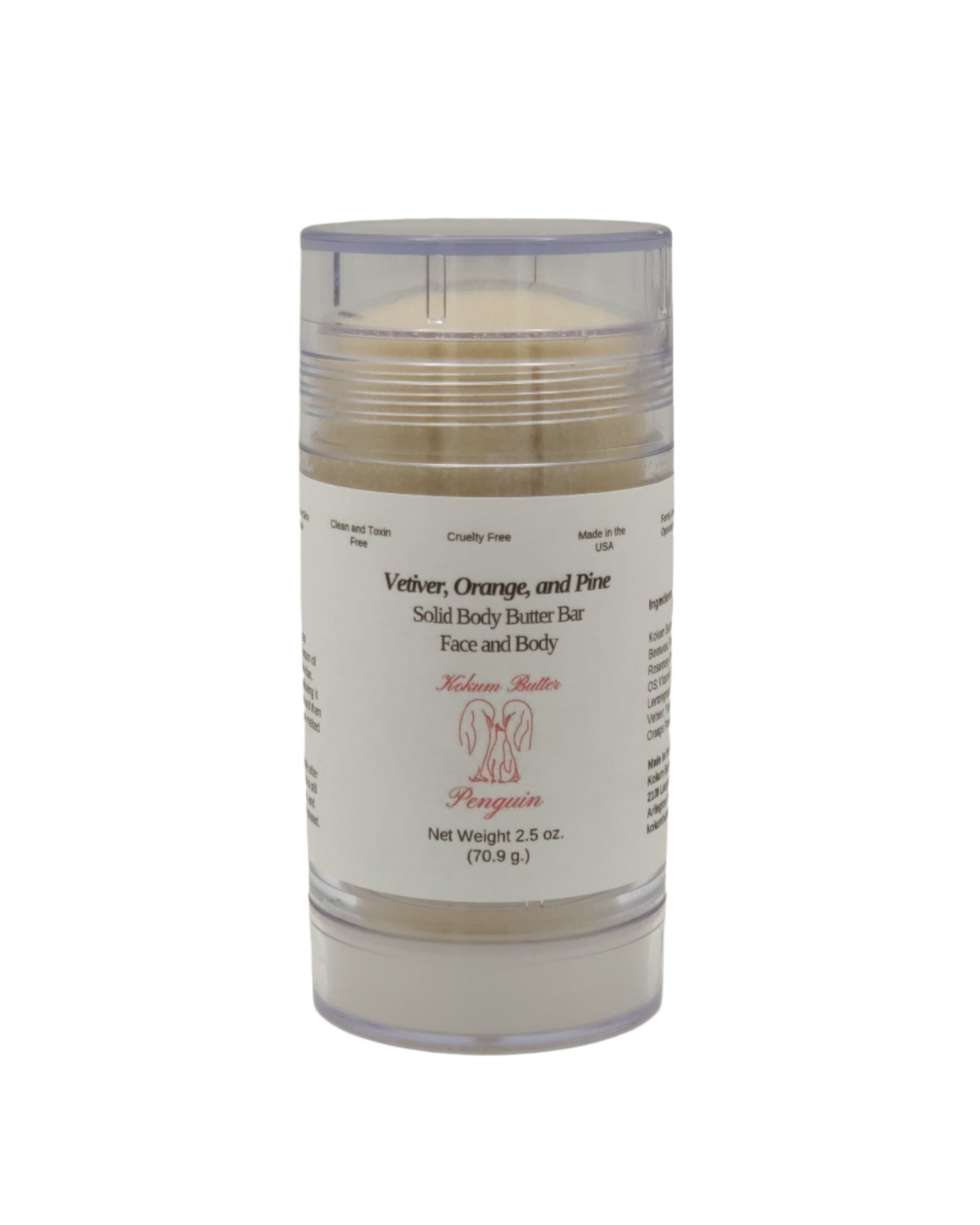 Vetiver, Orange and Pine (Lotion Bar) Clear Twist Up Tube
