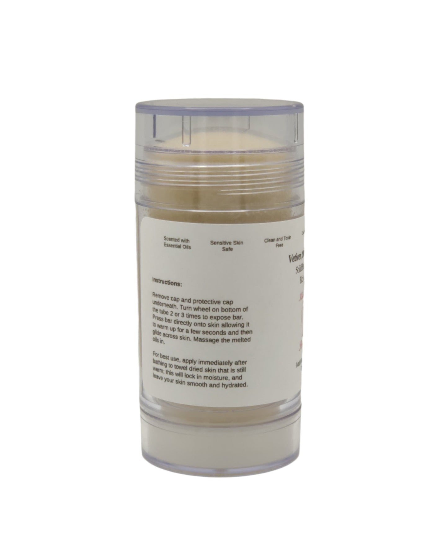 Vetiver, Orange and Pine (Lotion Bar) Clear Twist Up Tube