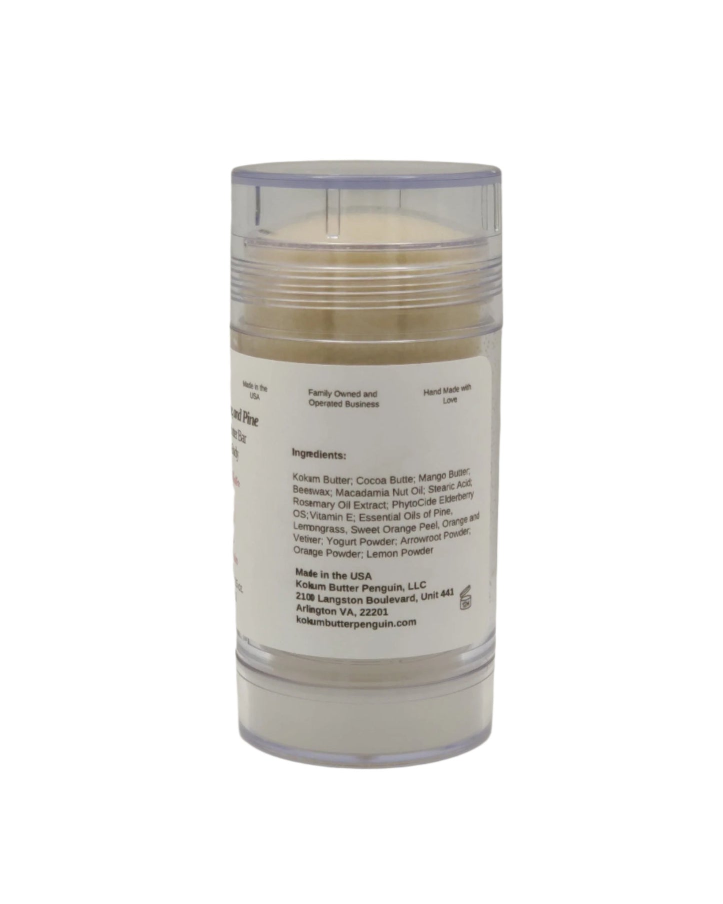 Vetiver, Orange and Pine (Lotion Bar) Clear Twist Up Tube