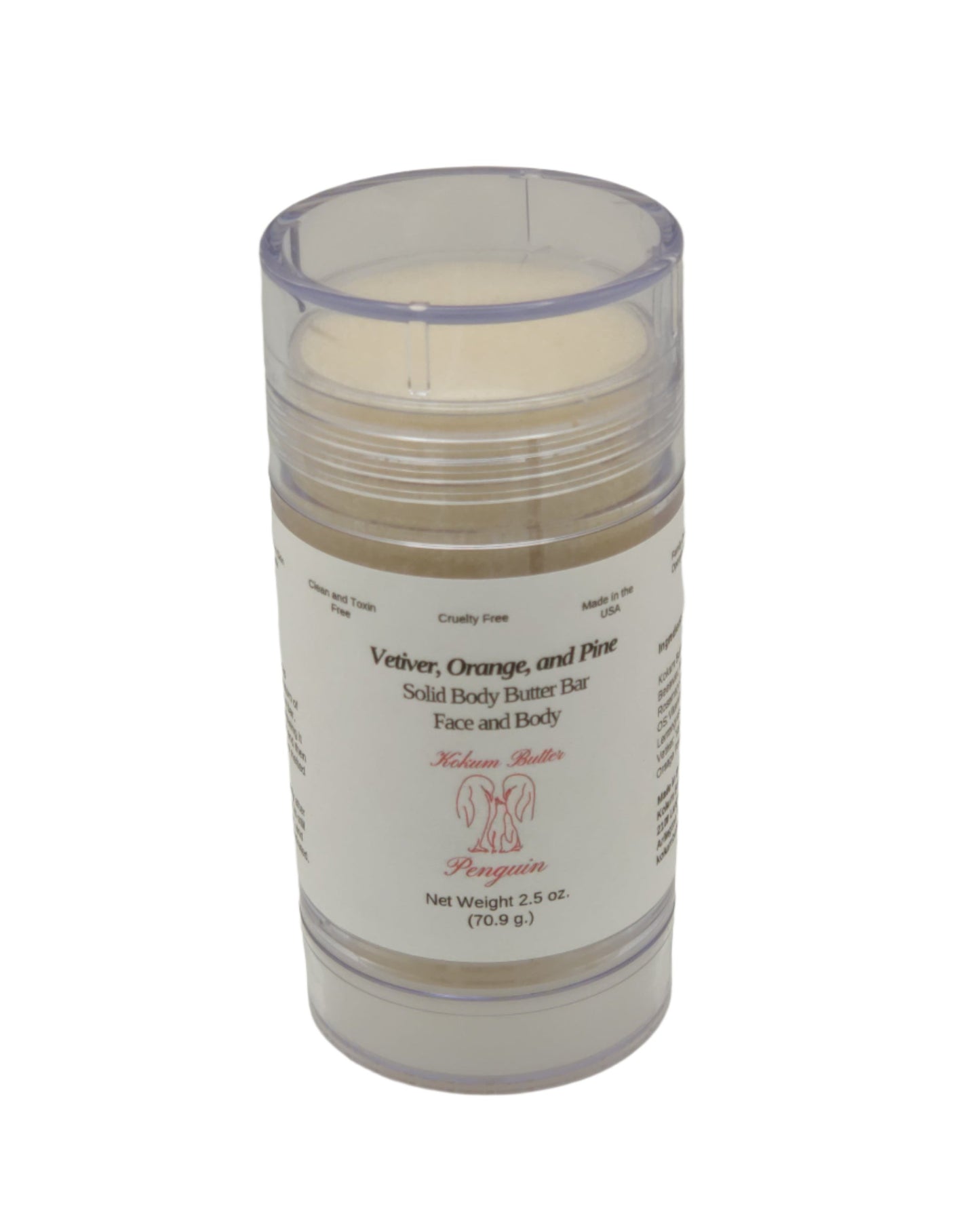 Vetiver, Orange and Pine (Lotion Bar) Clear Twist Up Tube