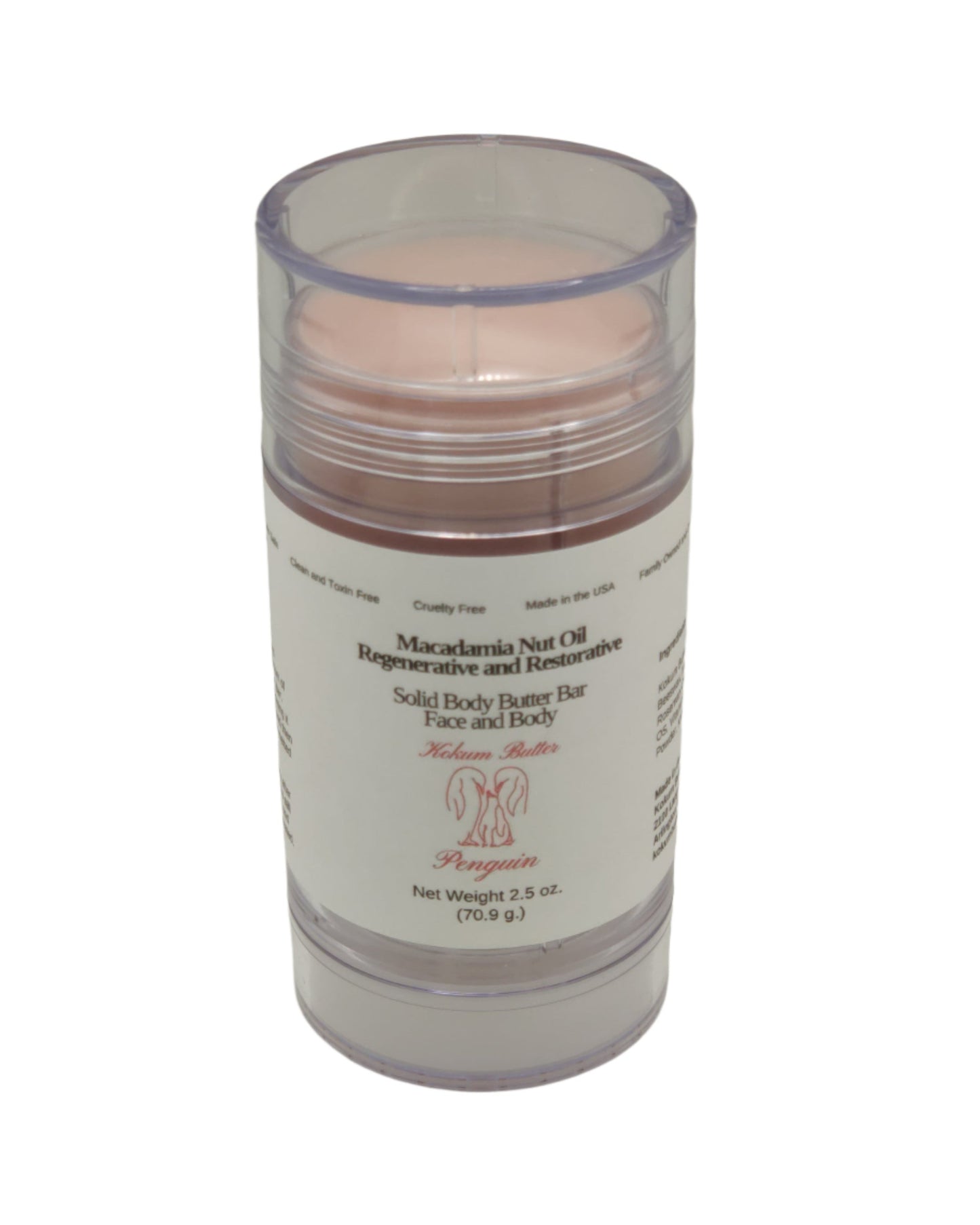 Macadamia Nut Oil (Lotion Bar) Clear Twist Up Tube